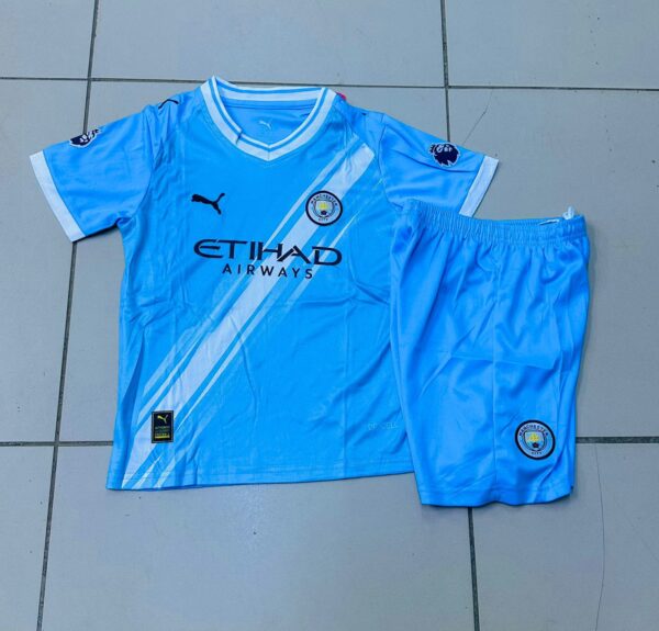 Manchester city 2025/26 Kids Home Football Kit- Sky Blue perfection