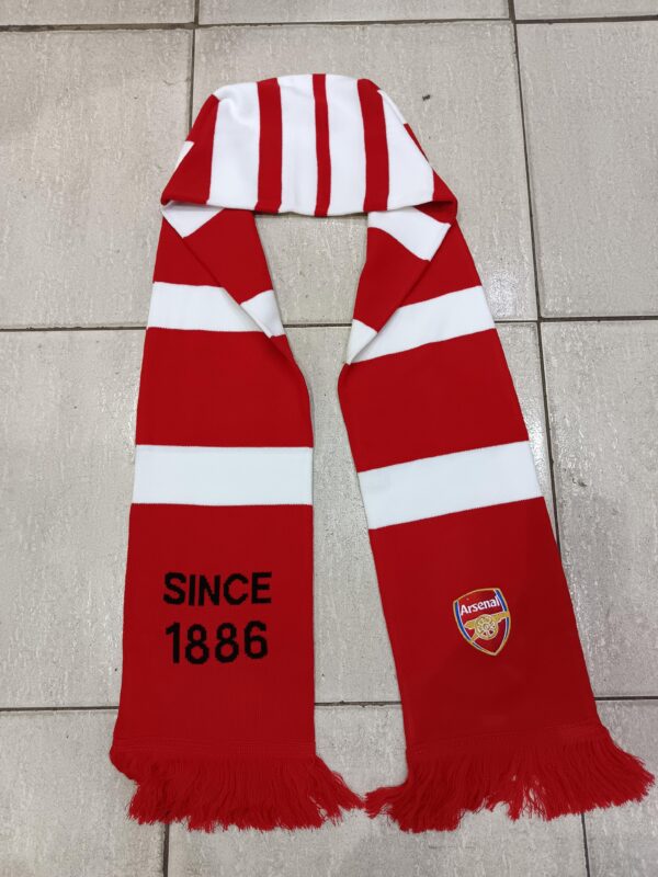 Official Arsenal FC Bar Scarf - Traditional Red & White Striped Jacquard Knit Fan Scar